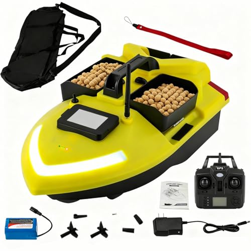 GPS RC Fishing Boat 2.4GHz High Speed Bait Boat,Remote Control,500M Range Motor System for Long-Range Bait Deployment, with 12000mAh Lithium Battery, 4.41lbs Load Capacity,for Fishing Enthusiasts