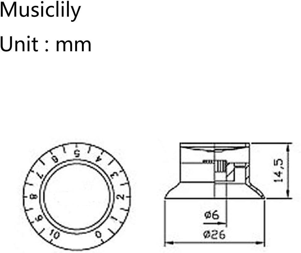 Musiclily Pro Inch Size Guitar Reflector Knobs Top Hat Bell 2 Volume 2 Tone Knobs Set Compatible with USA Made Les Paul SG Style - Image 3