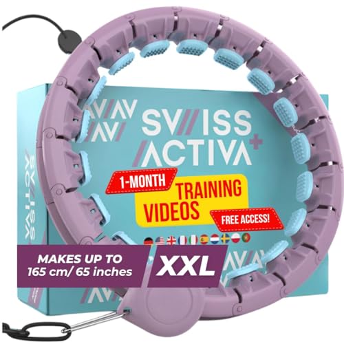 Swiss Activa+ S2 65 in mproved XL Size, has 34 Comfort Links,Waist Size up to 69-126 cm |Infinity Hoop, Smart Weighted Hula Hoop for Women, Weight Hula Hoop.