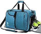 Bago Small Gym Bag for Women and Men - Small Packable Sports Duffle Bag for Women - Gym Bags with Shoe Compartment and Wet Pocket - Duffle Gym Bag for Women (SnowBlue)