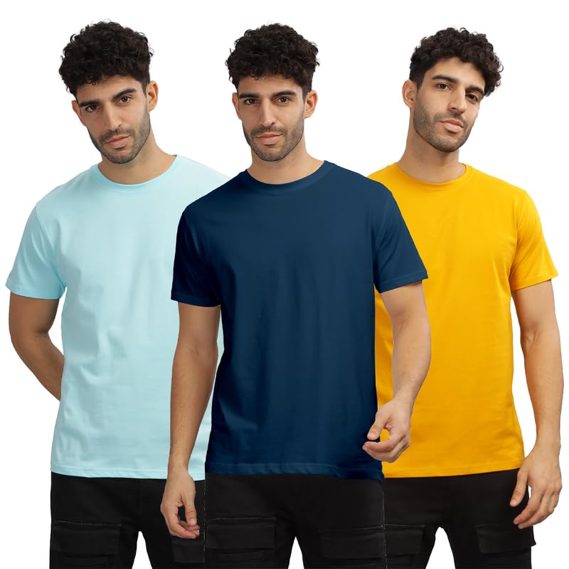 Image of XENOVAURBAN Unisex Regular Cotton Combo of 3 Solid Color Tshirt
