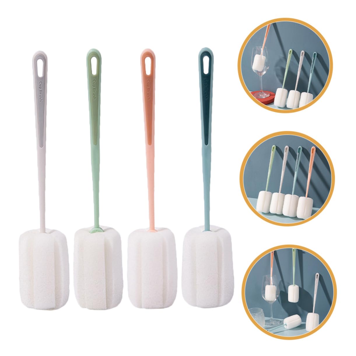 Zerodeko 5 Set Di Strumenti Per La Pulizia Spazzola Per Bottiglie Per Viaggio Spazzola Spugna Leggera E Multifunzionale 4 Pezzi * 5
