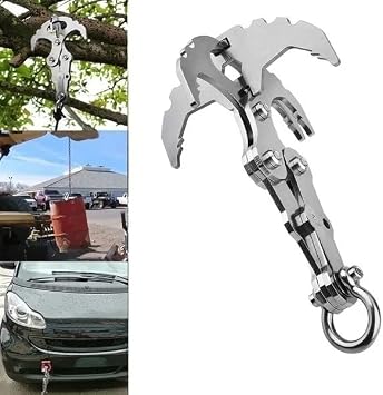 HEPBAK Folding Gravity Grab Hook Outdoor Rock Climbing Rescue Claw Survival Mountaineering Hook Tool Multifunctional Stainless Steel, Silver