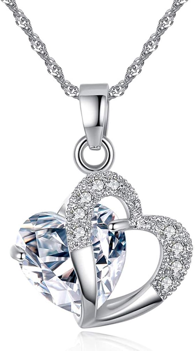 Ladies necklace, heart-shaped zircon necklace, sparkling pendant, Valentine's Day/Anniversary/Birthday/Mother's Day gift delivery gift box