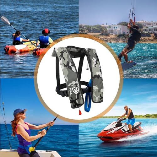 Image of Manual Inflatable Life Jacket for Adults| Supports up to 330 lbs