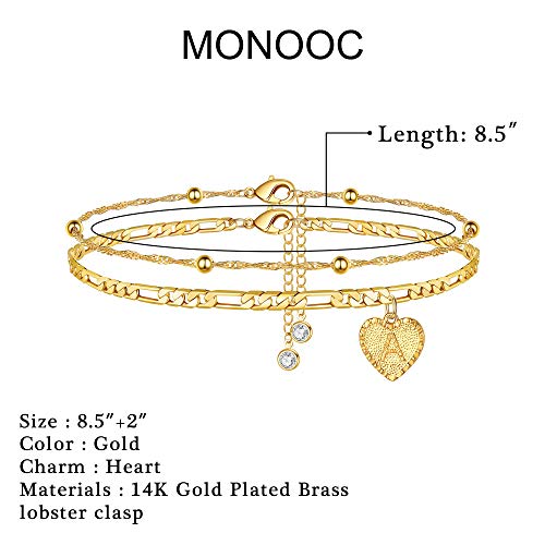 Monooc Gold Anklets For Women, Ankle Bracelets For Women Initial I Ankle Bracelets Gold Anklet Initial Anklet For Women Girls Figaro Chain Ankle Bracelets For Women Beach Jewelry For Women Girls #TOP1