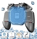 【最新改善 6本指コントローラー】半導体冷却装置付きの六本指操作スマホ用ゲームコントローラーが登場！大人気なスマホゲーム「PUBGモバイル」「荒野行動」「フォートナイト」等がよりよく楽しめます。バネ式で簡単に取り付け可能、射撃、照準、ジャンプ、伏せる、移動、歩行転換がスムーズにでき6本指同時操作可能、操作ボタンを様々なアクションに組み合わせて、勝率アップも目指せます。 【ヒートシンク 冷却装置搭載】スマホ用コントローラーは全新の制冷工芸を採用され、フレーム落ち、電池劣化などの問題を解決でき、楽に...