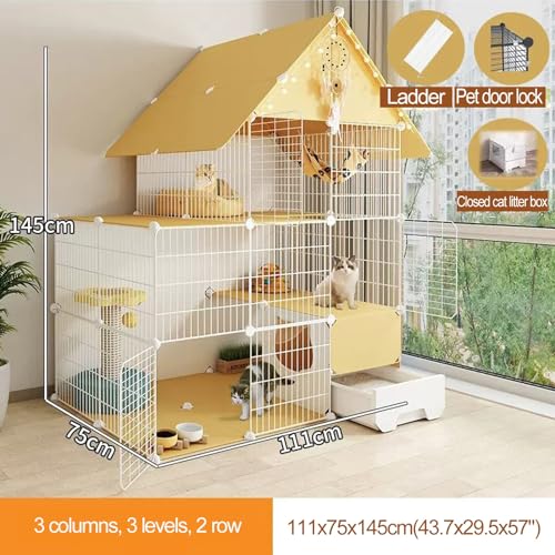 Geräumiges Katzengehege mit Katzentoilette, ideal für drinnen und draußen, perfekt für 1- 3 Katzen-2