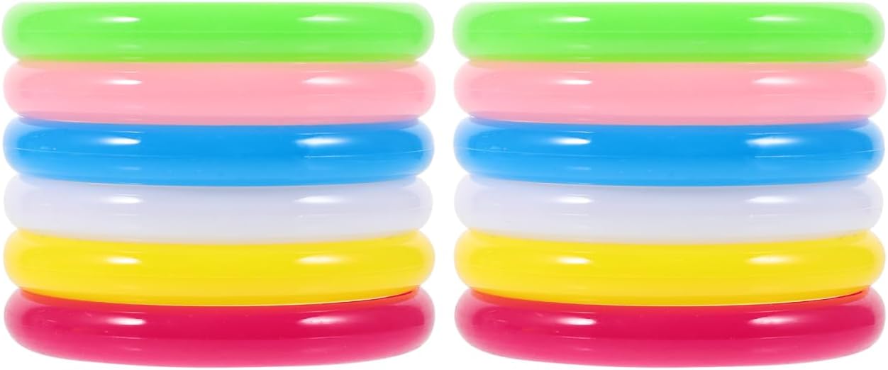 NUOBESTY 12pcs Plastic Bangle Bracelets Candy Color Bracelet Dress up Supplies Plastic Jewelry for Child, Women, Girl for Christmas, Party Favors (Mixed Color)