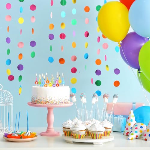 image for RUBFAC 5pcs Colorful Paper Garland Party Decorations Circle Dots Hangi