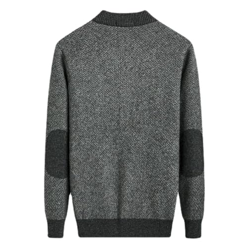 Men's Crew Neck Knitted Sweater Wool Cardigan Thick Sweater Patchwork Buttons Jumpers4