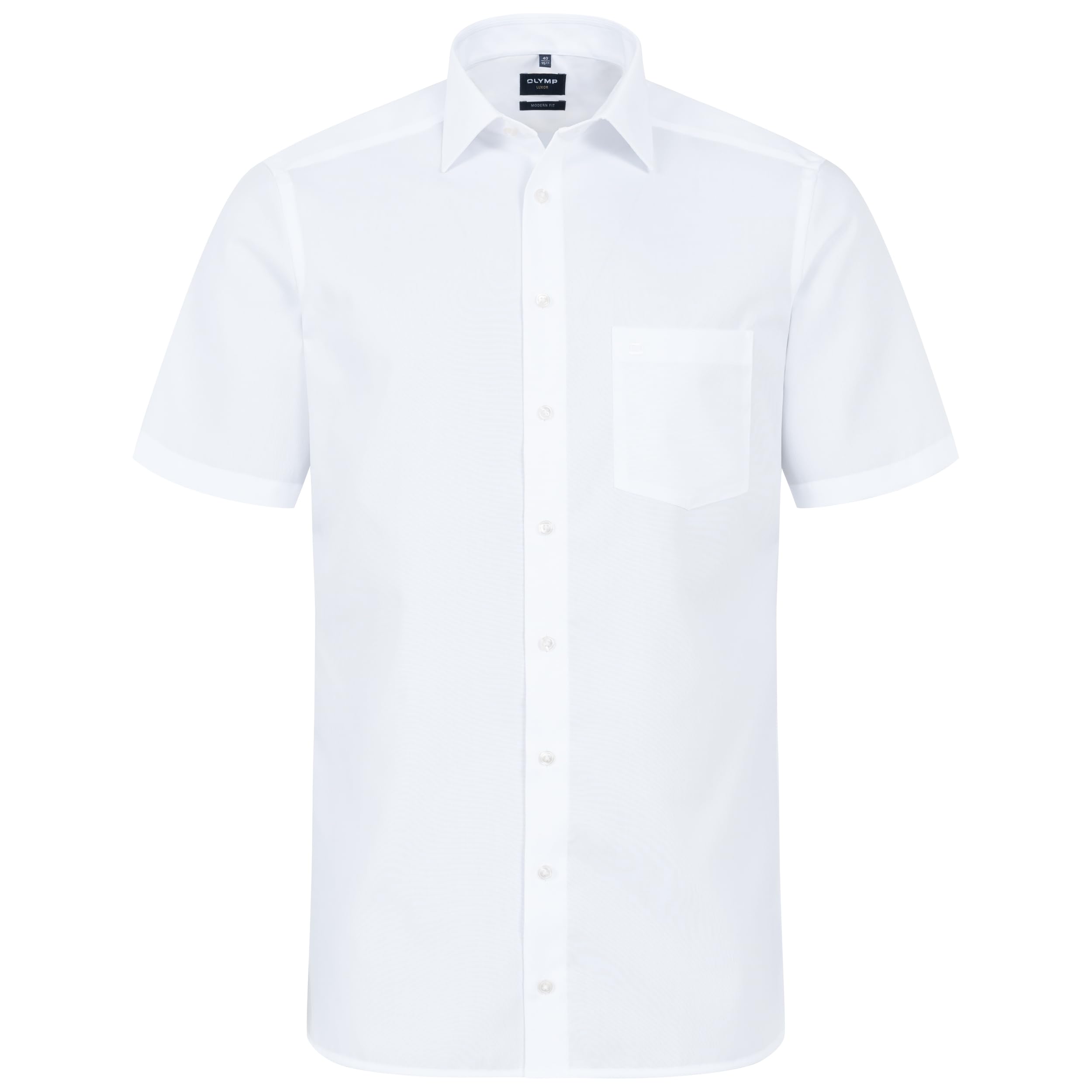 OLYMP Hemd Halbarm Luxor, Modern Fit, Bügelfrei, Knitterfrei, 100% Baumwolle, New Kent Kragen, Kurzarm 1/2