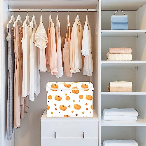 Panier de rangement pliable à couvercle citrouille d'automne pour organiser la maison