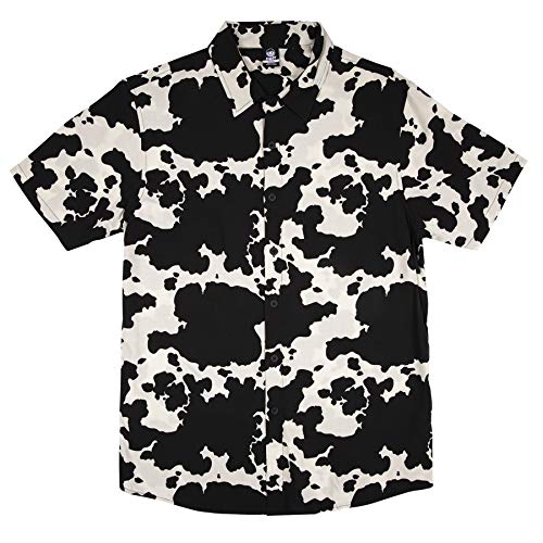 NEFF Men's Daily Button Up Hawaiian Style Patterned Pool Side Shirt, White, L