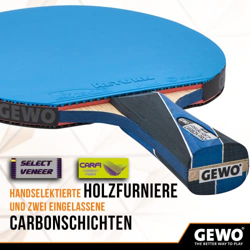 Foto von GEWO PS Blast Carbon Pro Tischtennisschläger - ITTF genehmigter Profi-Tischtennisschläger, Carbon-Schläger mit schnellem Belag GEWO Return Pro und hohen Rotationseigenschaften, konkav, 2,0mm Schwamm