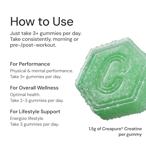 creatine monohydrate gummies for men amp women - boost focus strength and endurance anti-melting formula vegan gluten-free non-gmo 15 gram creatine per gummy sour green apple 90 ct