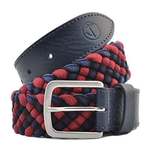 Ceinture en cuir et tissu tressé haut de gamme Seajure homme bleu et rouge