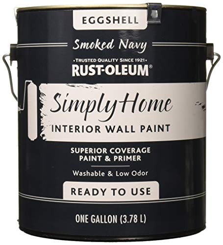 Rust-Oleum Simply Home Interior Wall Paint 332145 Simply Home Eggshell Interior Wall Paint, Smoked Navy, 128 Fl Oz