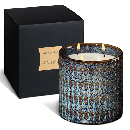 Nostalgic Ceramic Jar Candles, Long-Lasting Scented Candles, 3 Cotton Wicks, Perfect for Bedroom, Kitchen, Bath, Lemon & Lavender Spa