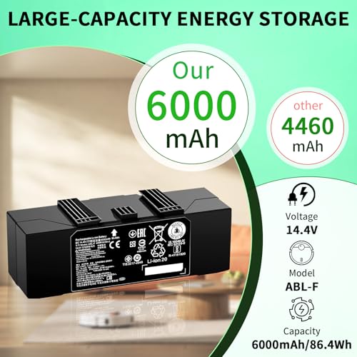 Image of 6000mAh ABL-F for iRobot Battery Replacement for iRobot Roomba j7 j7+ i8 i8+ e5 e6 i3 i3+ i4 i5 i6 i7 i7+ 7150 7156 7158 7550 7558 3150 3550 3556 e5152 14-df 15-cs e5154 e5158 6198 e6198 Series Black
