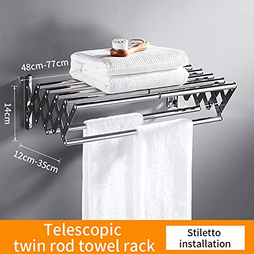 Porte-serviettes mural télescopique pour petite salle de bain