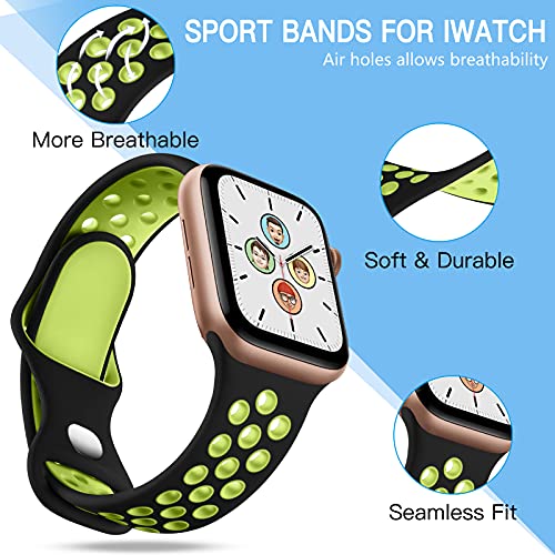 Image of Adorve 4 Pack Sport Bands for Apple Watch 49mm 41mm 40mm 38mm 45mm 44mm 42mm for Women Men, Durable Breathable Soft Silicone Replacement Wrist Strap for iWatch Ultra SE Series 8 7 6 5 4 3 2 1, S /M M /L