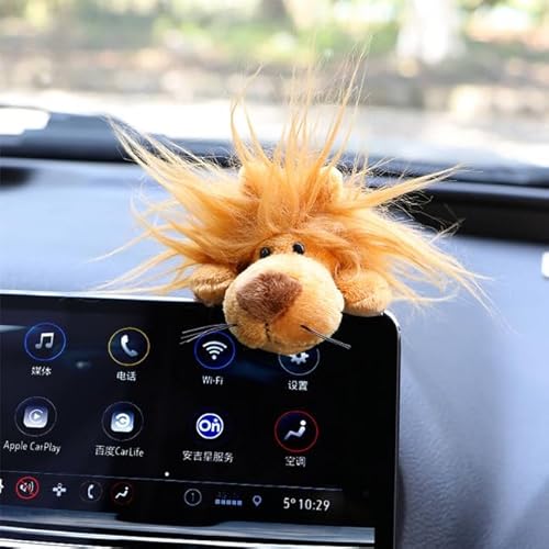 Funny Little Lion Car Dashboard Decorations Accessories Interior Plush for Women Men, Mini Anime Action Figures Car Dash Board Decor Rearview Mirrors Home Office Charm Christmas Ornaments Decoration