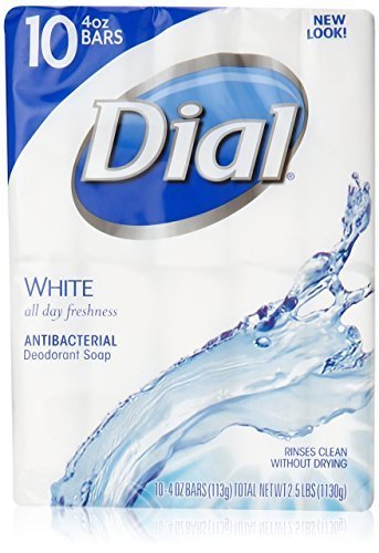 Dial Antibacterial Bar Soap, White, 3.2 Ounce, 36 Bars