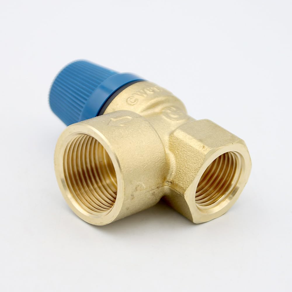Caleffi Membrana Válvula de seguridad, 1/2 x 3/4 pulgadas, presión de respuesta, 10 bar, válvula de sobrepresión, válvula de calefacción, válvula de limitación de presión, válvula de diafragma
