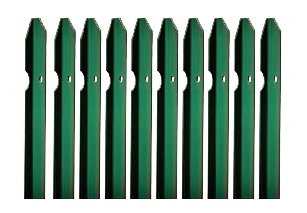 10PZ Paletti per recinzione a T 30x30x3mm plastificati verdi per rete metallica recinzione (200 CM)