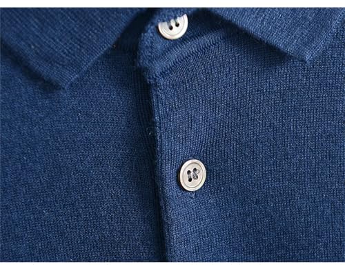 Dcvmvmn Men's Cashmere Sweater Thin Lapel Middle Age Business Casual Button Jumper Solid Color Pullovers4