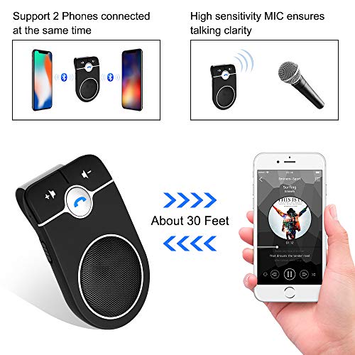 Product Image 7: Bluetooth Hands Free Speakerphone, Aigital Upgraded Bluetooth Car Kit AUTO Power ON Speaker for Cell Phone, Wireless Visor-Clip Music Player with Built-in Mic for Hands-Free Talking