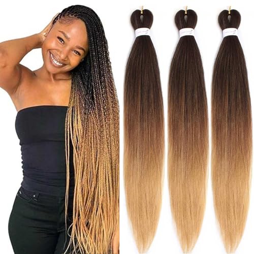 XTREND Extensions de cheveux - 76,2 cm - EZ Braids - Lot de 3 - Ombre - Pré-étirées - Tressage facile - Extensions de cheveux pour tresses box - Sans démangeaison - Mise en forme à l’eau chaude