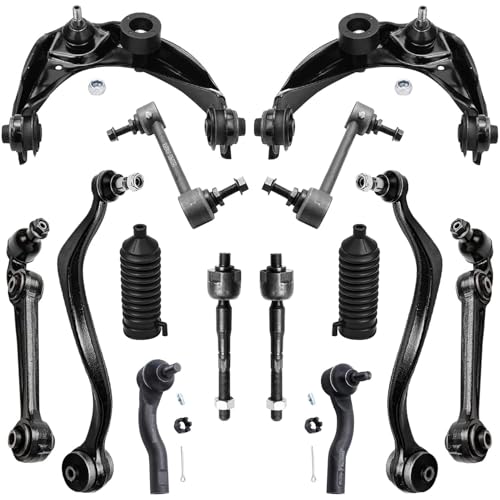 Image of Detroit Axle - 14pc Front End Suspension Kit for 2010-2012 Ford Fusion Mercury Milan, 2011-2012 Lincoln MKZ, 6 Control Arms w /Ball Joints 2 Sway Bars 4 Tie Rods 2 Boots Replacement