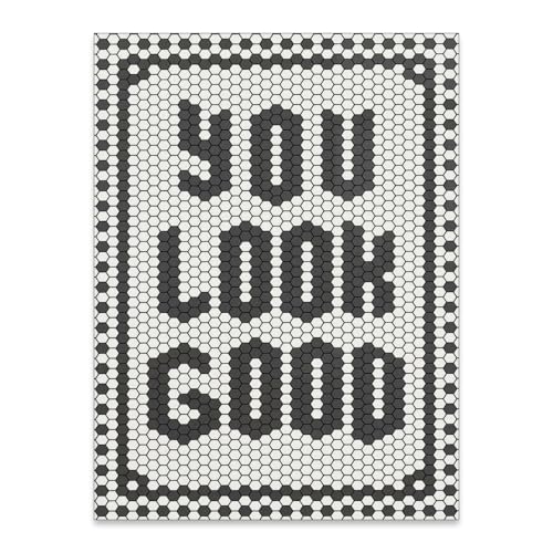 OMANI Black and White Quotes Wall Art Trendy Minimalist You Look Good Poster Funky Hexagon Tile...