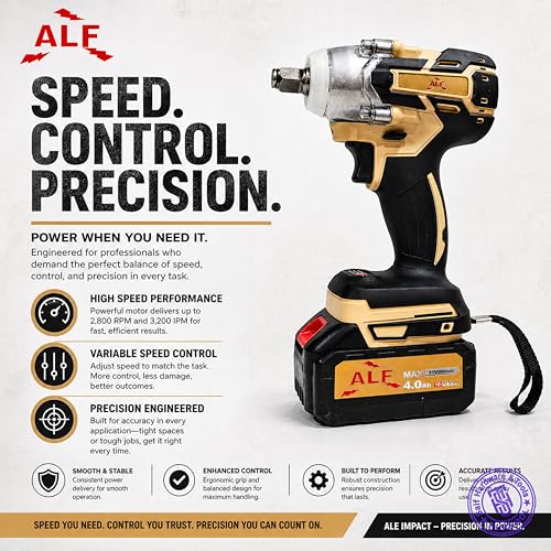Image of ALF 4-in-1 Cordless Impact Wrench /Driver Drill 4.0Ah 21V, 850Nm Torque, 2x4.0Ah Li-ion Batteries, Variable Speed, LED Light | 30-Piece Kit of Sockets & Bits, Fast Charger & Carry Case. (4.0Ah 21v)