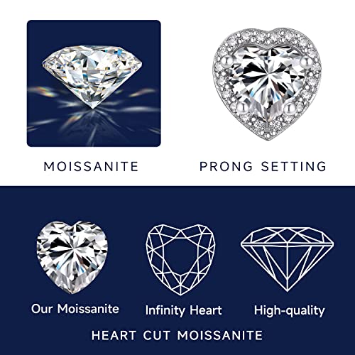 MomentWish Heart Necklace for Women, 1 Carat Simulated Moissanite Necklace for Her 925 Sterling Silver Halo Pendant Anniversary Valentine's Day Birthday Gifts for Mom Wife Girlfriend-Heart4