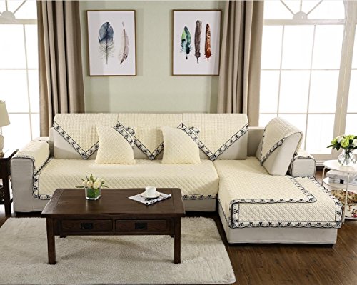 Bbppssooffaa Quilted Furniture Protector Cover,Sectional Sofa Throw Cover Backing And Armrest Sold Separately Slip Cover Non-Slip Plush Perfect For Recliner-White-K 35X94Inch(90X240Cm) #TOP22