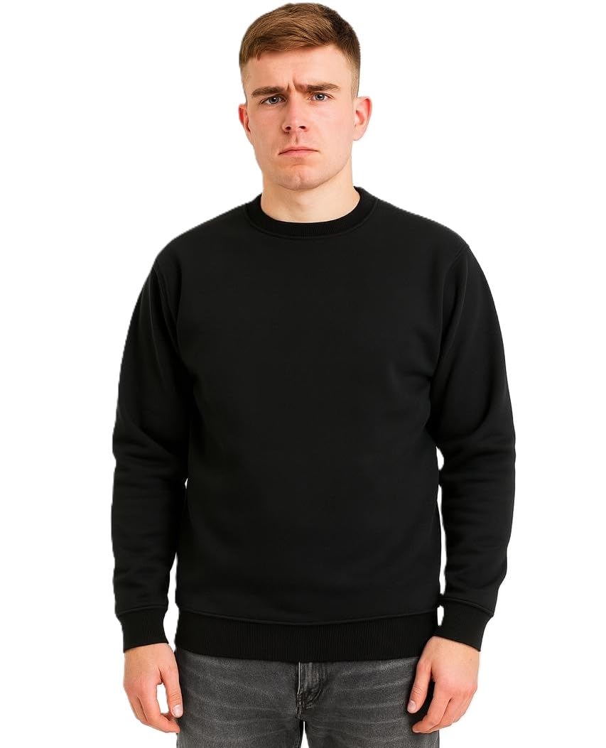 Fashion Outfit Men's Plain Round Neck Full Sleeves Sweatshirts |Sweatshirt for Men| Solid Fleece Sweatshirt | Winter Wear Cotton Blend Pullover-image-17