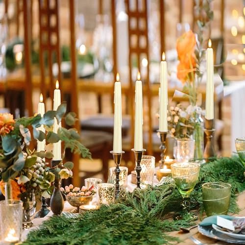 Image of Dripless Real Wax Flameless Taper Candles with Remote Timer,Battery Operated LED Candles Set with 3D Flickering Flame,9.6 inch Realistic Dripless Candlesticks for Wedding Home Decor,6 Pack Ivory