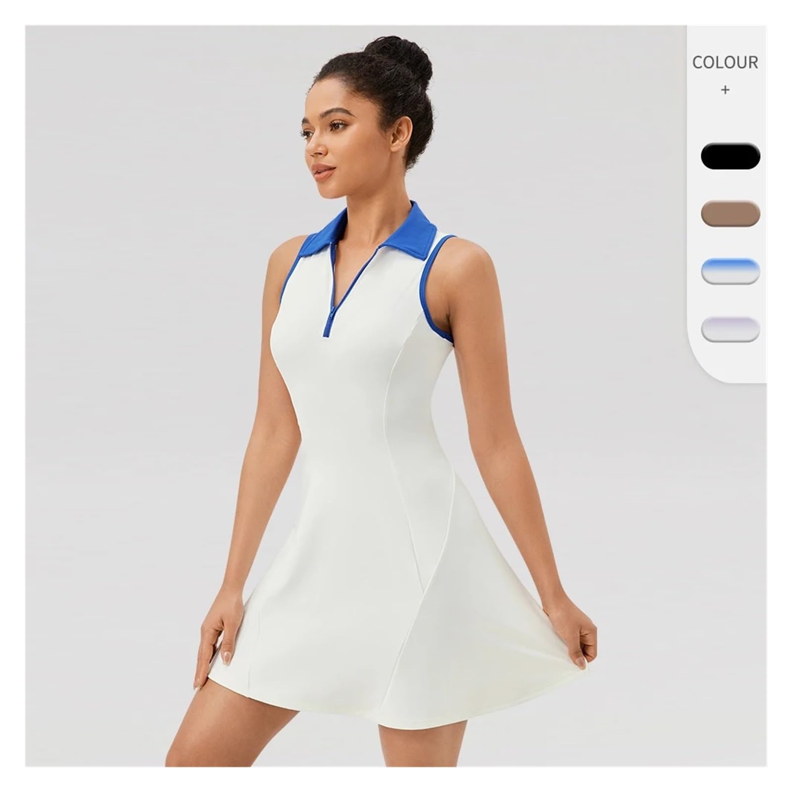 Vestido Tenis Mujer Vestido De Tenis Una Pieza con Cuello Abatible For Mujer, Deportivo Secado Rápido, Transpirable, Y Ocio