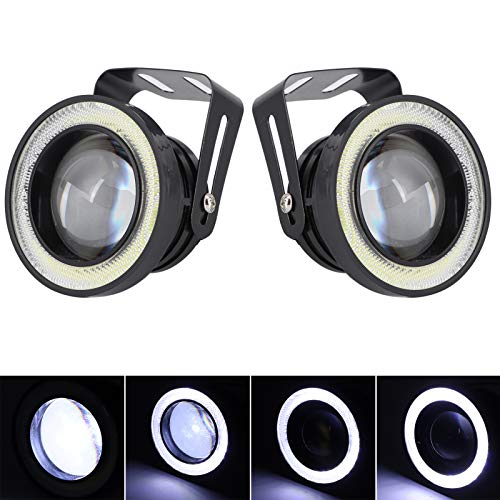 Luz antiniebla redonda LED de 3 pulgadas con ojos de ángel universales DC 12V 4