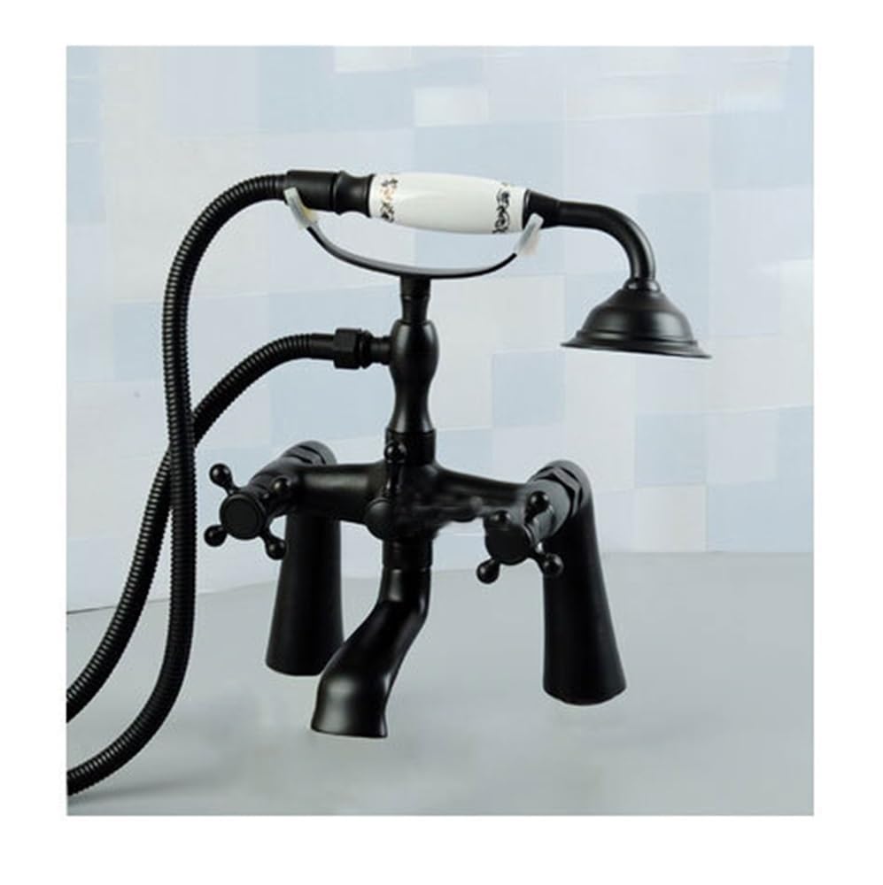 Blyqxs Black Bathtub Side Shower Faucet Set Double Handle Double Control Rotatable Shower Faucet Xt436(,B)
