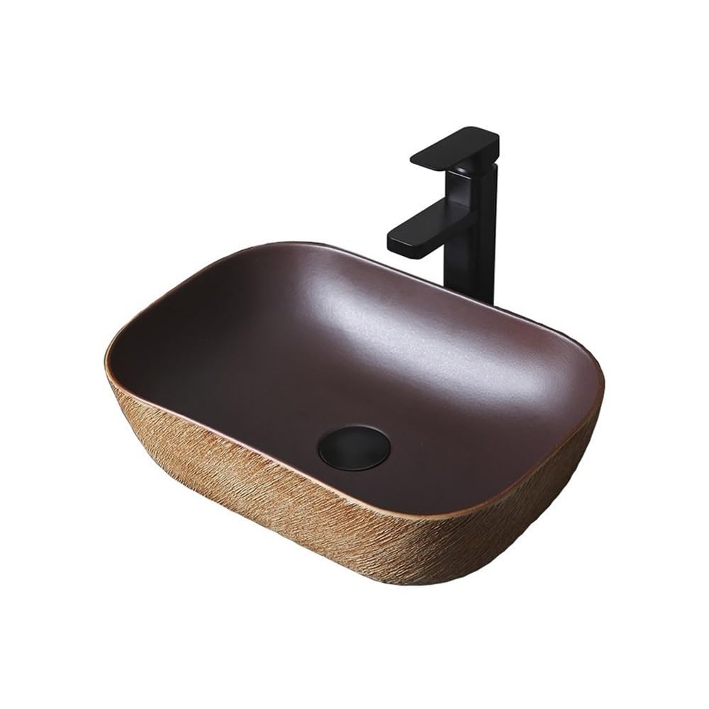 SBCGFY Retro Oval Ceramic Bathroom Sink - Above Counter Cloakroom Art Basin For Balcony & Bathroom - Simple Design Stylish Wash Basin For Modern Homes