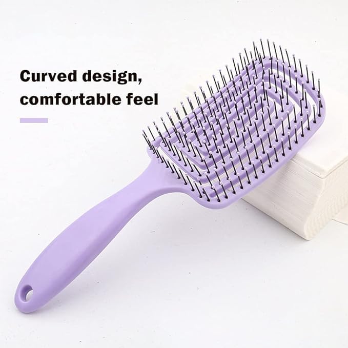 SwissHome 1Pcs Styling Professional Curved Vented Hair Brush - Faster Blow Drying and Paddle Detangling for Women and Men, Ideal for Wet or Dry Curly, Thick, and Straight Hair (PURPLE) 4