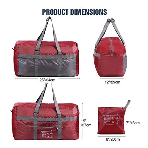 REDCAMP 75L Extra Large Duffle Bag Lightweight, Water Repellency Travel Duffle Bag Foldable for Men Women, Wine Red
