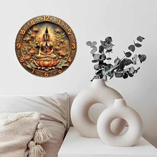 Reloj de pared de madera de 10 pulgadas con movimiento silencioso miniatura 6