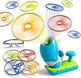 WATUDOU 12 PCS Flying Disc Launcher Outdoor Indoor Game Toys Gifts for 3 4 5 6 7 Year Old Boys Kids, Outdoor Outside Game Toys for Boys Girls Ages 3-5 4-8, Ideal 3 4 5 6 Year Old Birthday Gifts