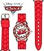 Disney Pixar Cars Kids' Time-Teaching Watch – Lightning McQueen Design with Red Silicone Strap, Easy-to-Read Dial, and Adjustable Fit for Wrists 5.5