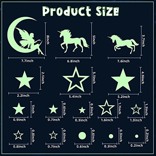 Glow In The Dark Stars For Ceiling, 915 Pcs Unicorn Wall Decor For Girls Bedroom, Unicorn Wall Decal For Girls Bedroom,Unicorn Wall Stickers For Kids-Green #TOP2